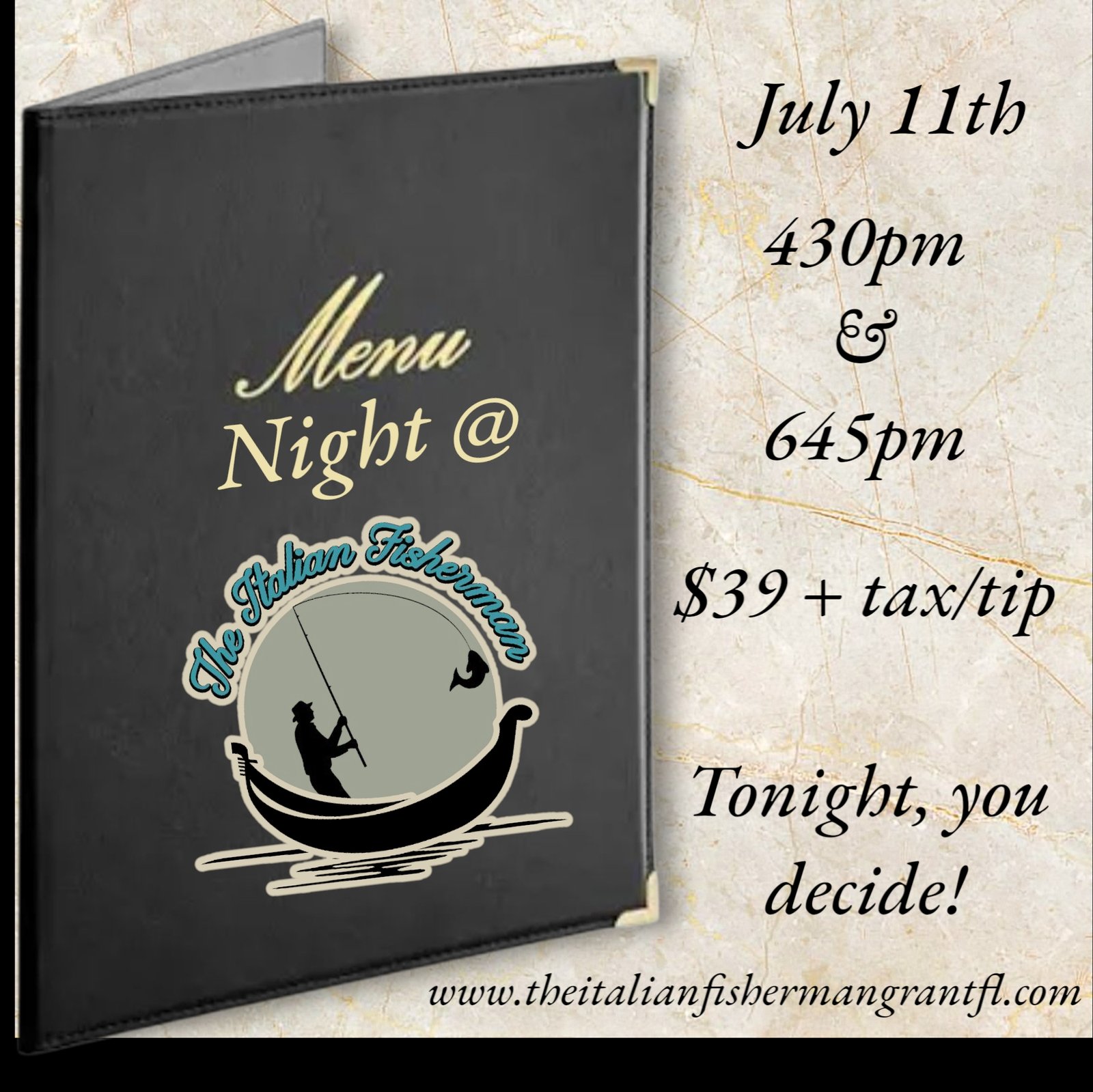 July 11th FRI (430pm) - Menu Nite